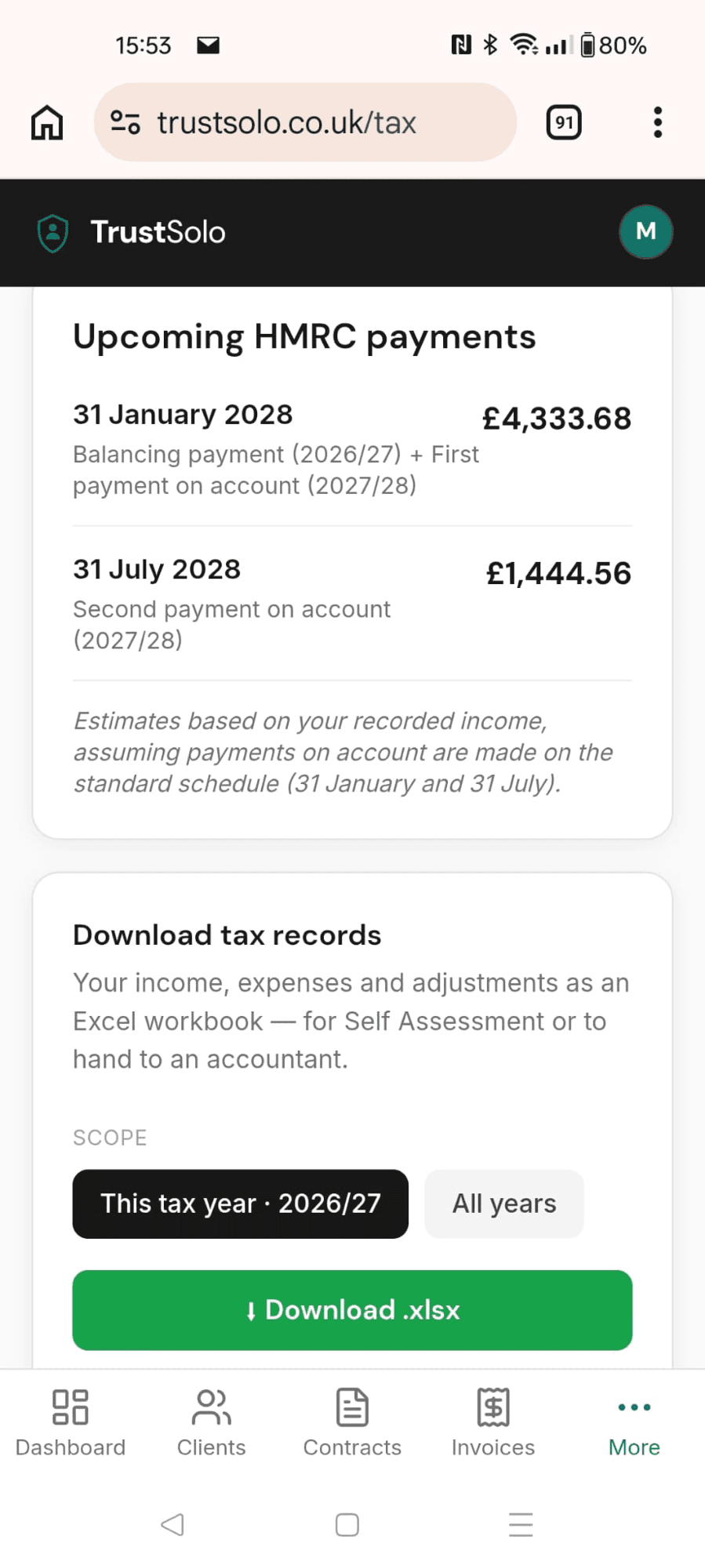 The tax position on a phone